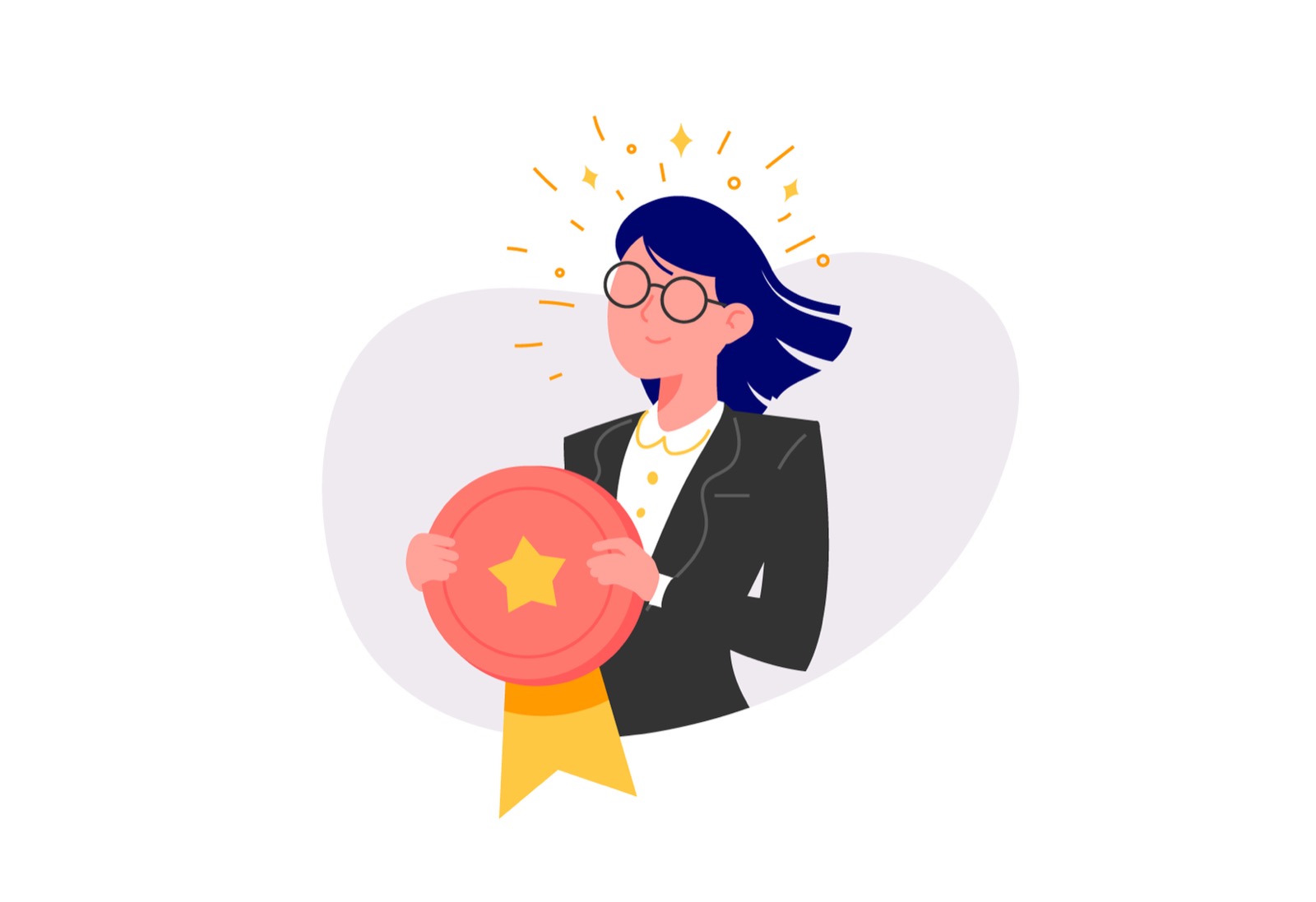 Businesswoman holding award.