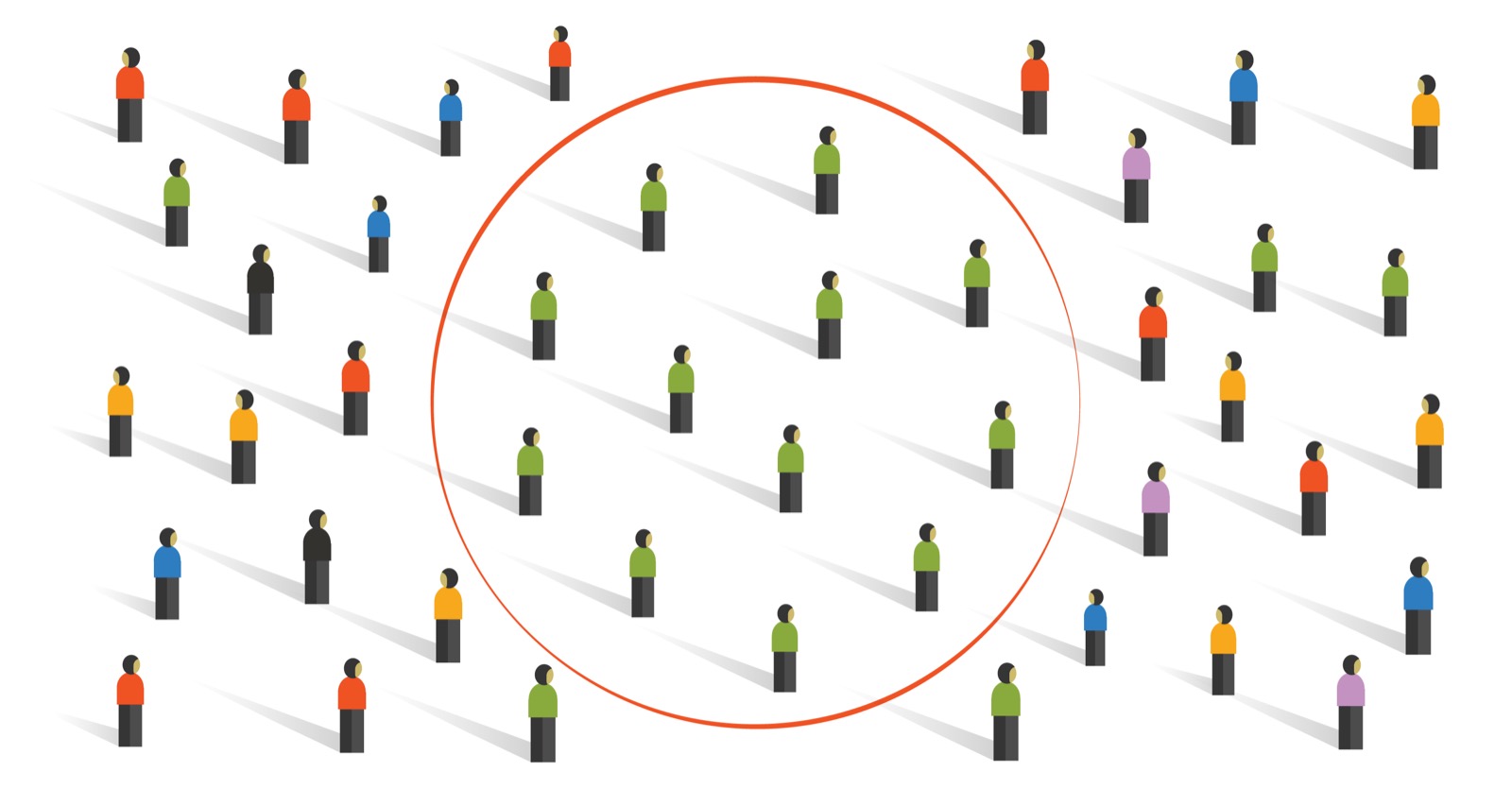 echo chamber filter bubble connecting people with same similar ideas in crowd online vector