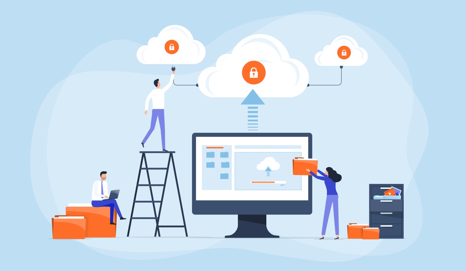 Illustration of people working on cybersecurity